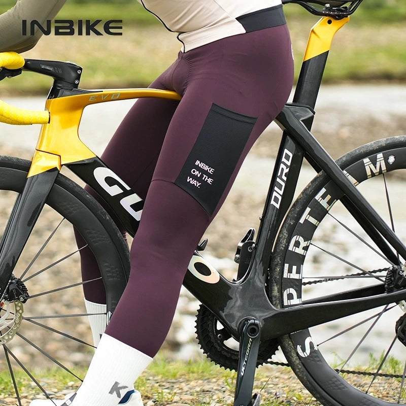 INBIKE - Pantalones de ciclismo de invierno con tirantes térmicos de forro polar para hombre, ropa de ciclismo de montaña con acolchado 3D y mallas para clima frío
