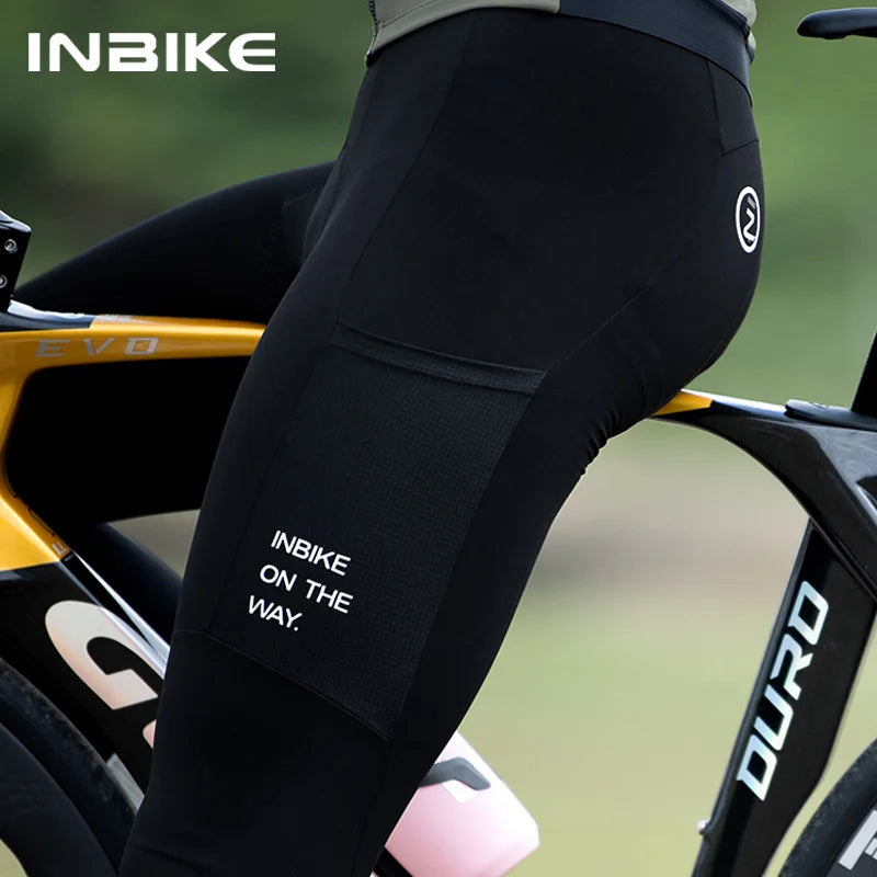INBIKE - Pantalones de ciclismo de invierno con tirantes térmicos de forro polar para hombre, ropa de ciclismo de montaña con acolchado 3D y mallas para clima frío